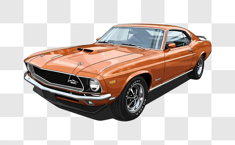classic orange muscle car vector illustration edited