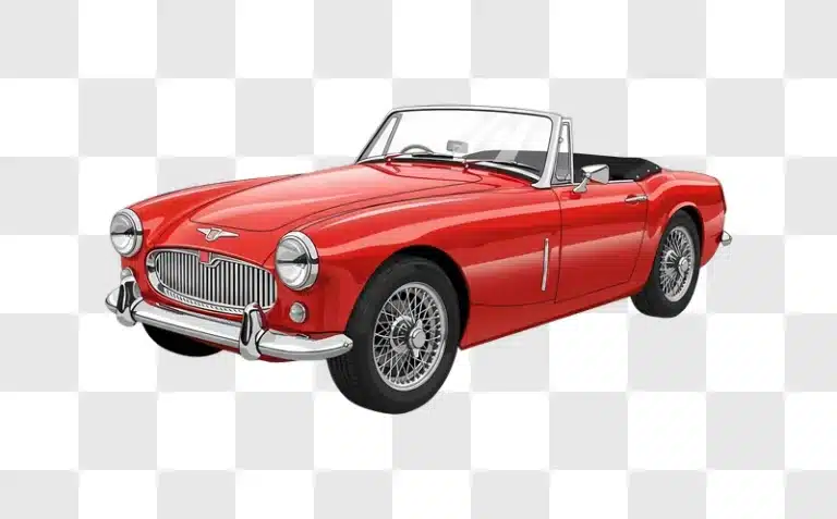 classic red roadster with wire wheels illustration edited