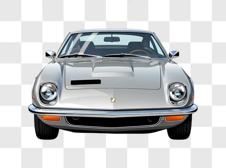 classic silver sports car front view illustration edited