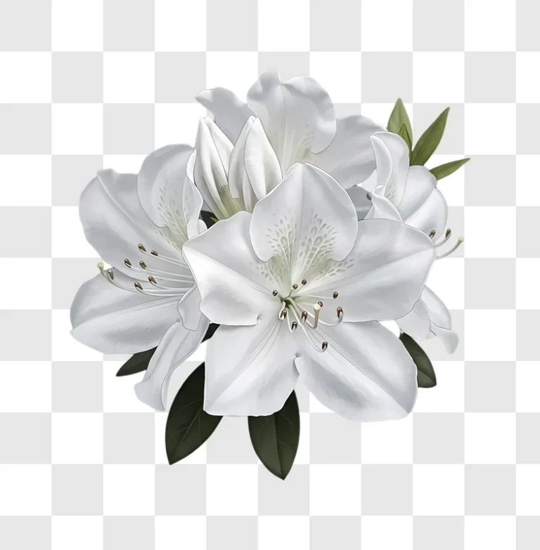 close up white azalea flowers digital art edited