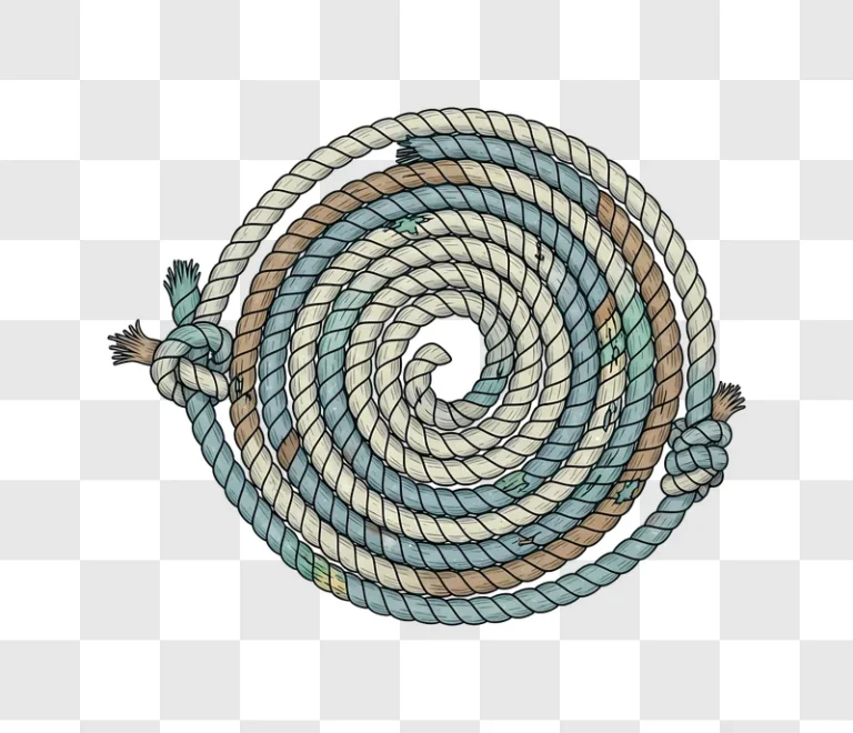 coiled nautical rope with knots on dark edited