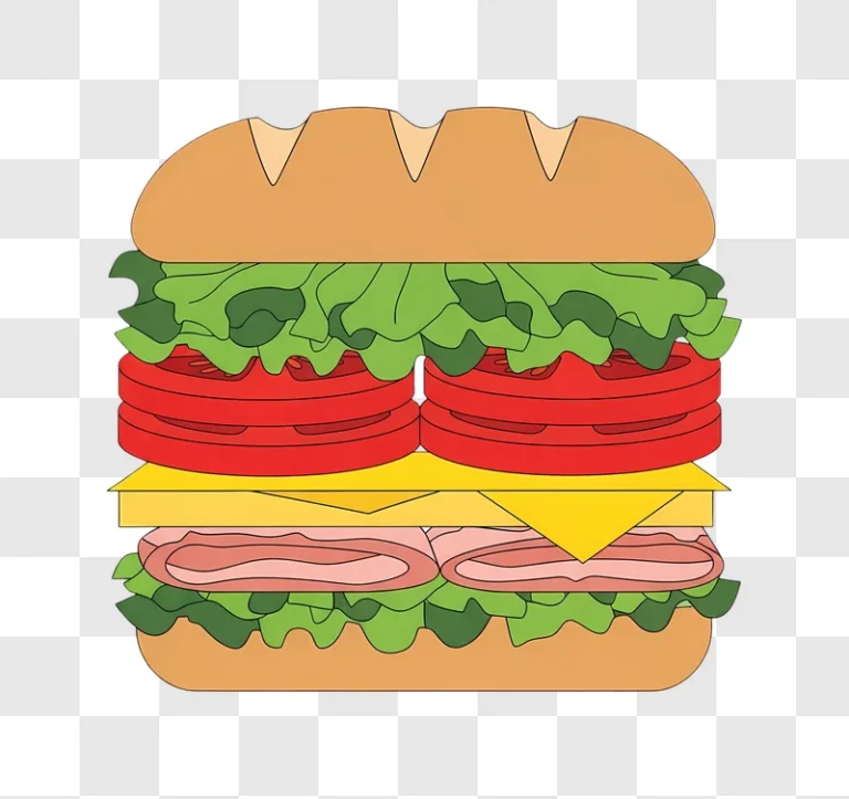 colorful cartoon layered sub sandwich edited