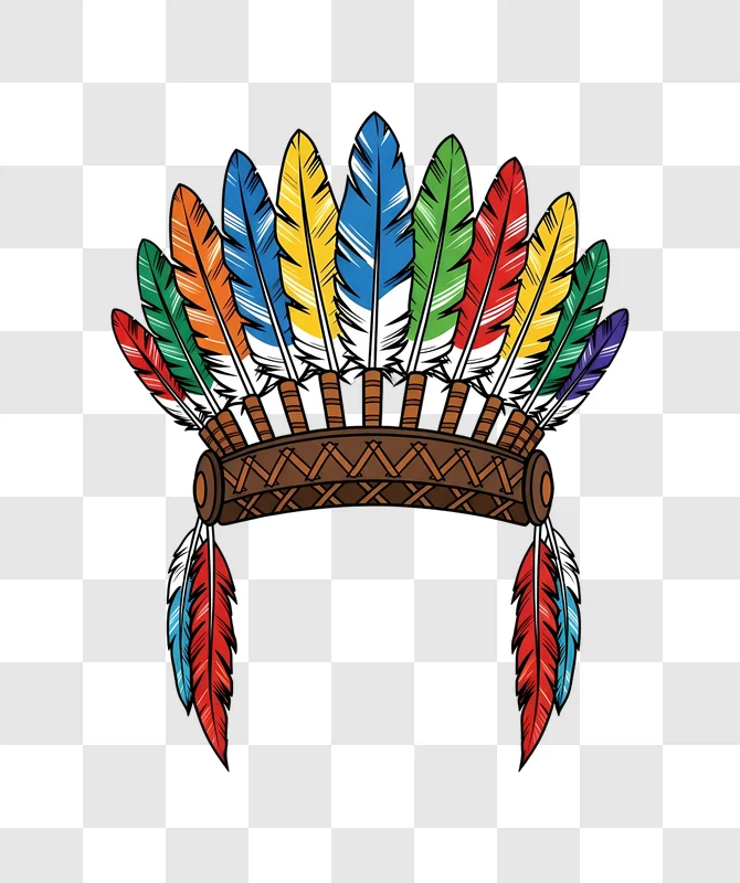 colorful feather headdress with red feathers edited