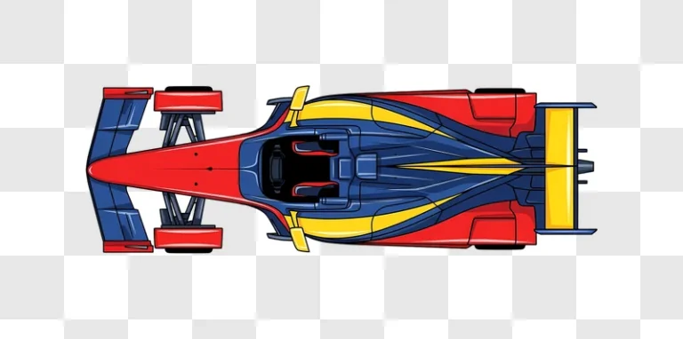 colorful formula one car overhead illustration edited