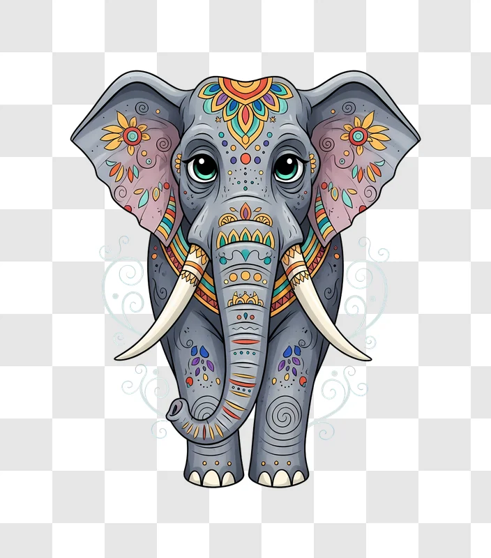 colorful ornate elephant with mandala patterns edited