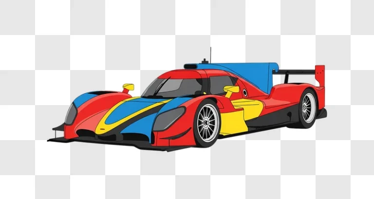 colorful race car illustration with transparent background edited