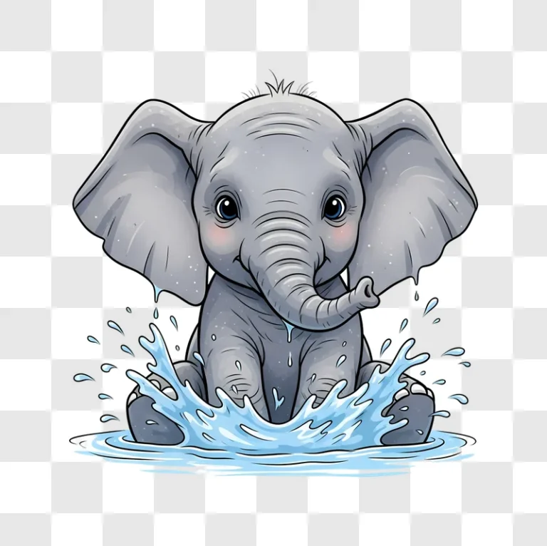 cute baby elephant splashing in water edited