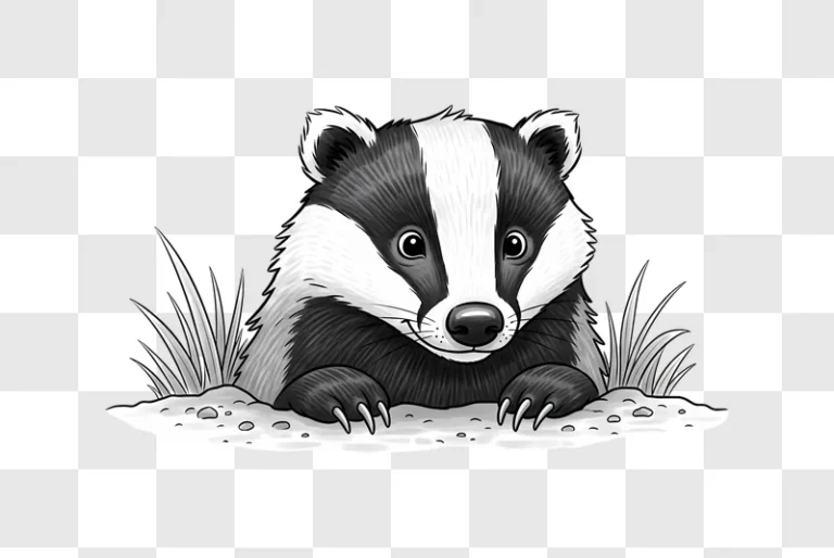 cute badger peeking from ground with grass edited