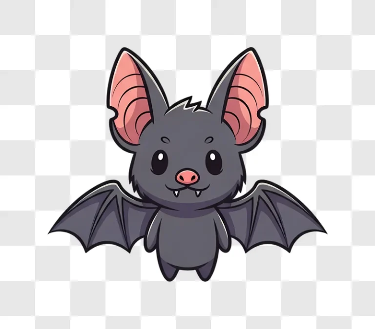 cute cartoon bat character flying with wings spread wide edited