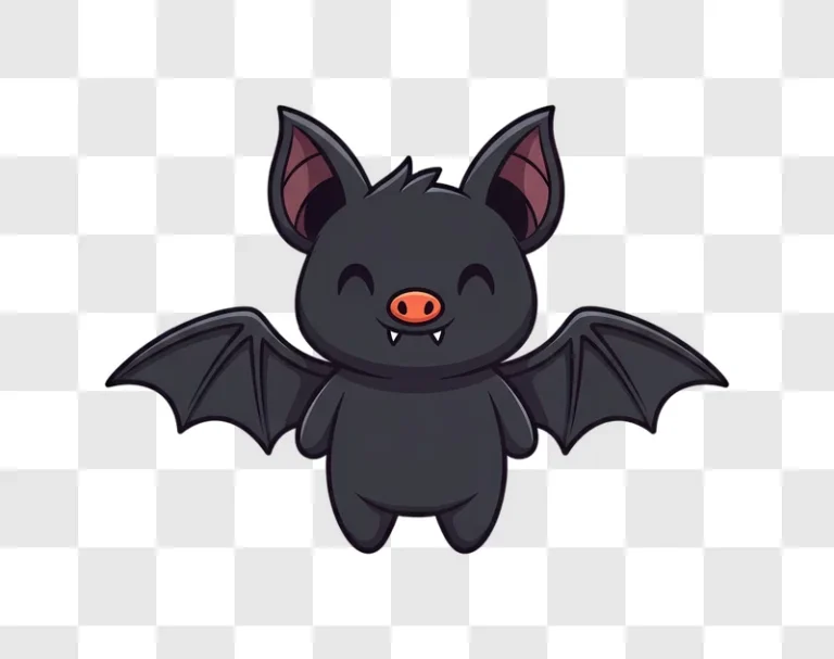 cute cartoon bat flying with wings spread open edited