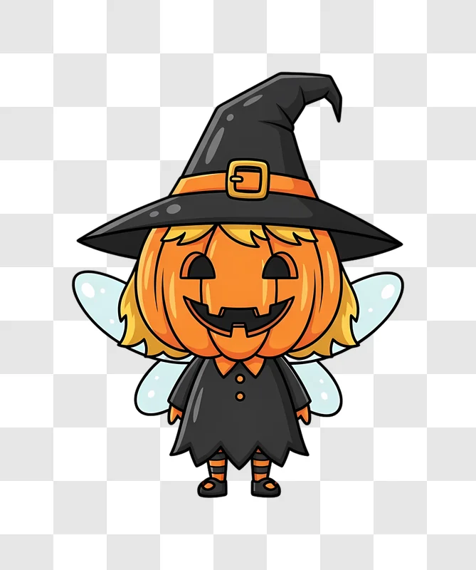 cute halloween pumpkin fairy witch character edited