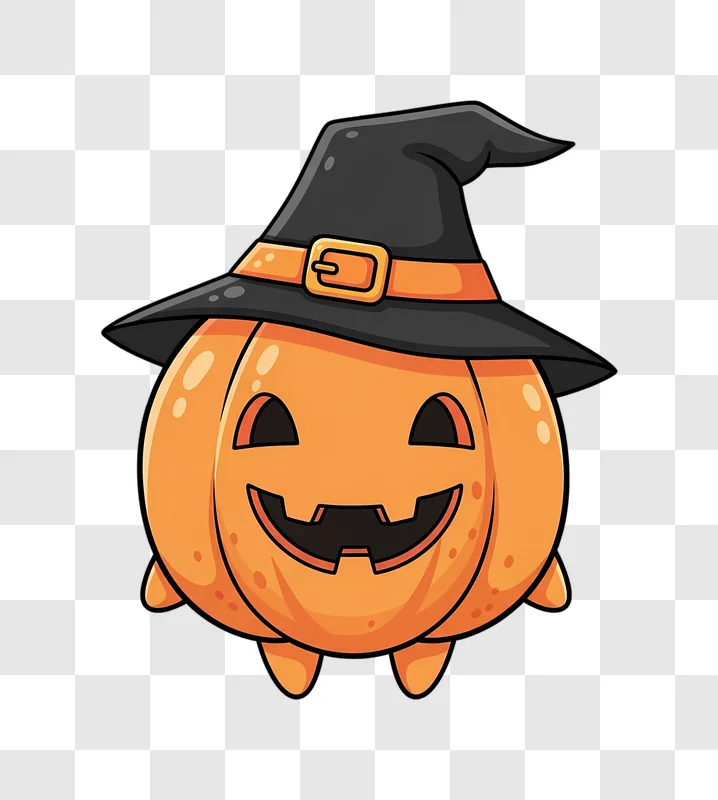 cute halloween pumpkin witch character edited