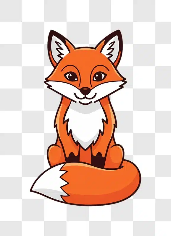 cute orange cartoon fox sitting happily edited