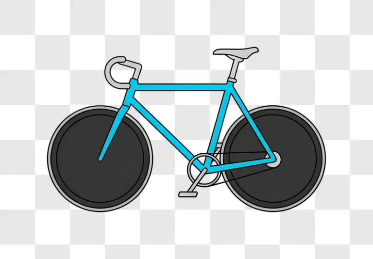 cyan fixed gear bike line art transparent background edited