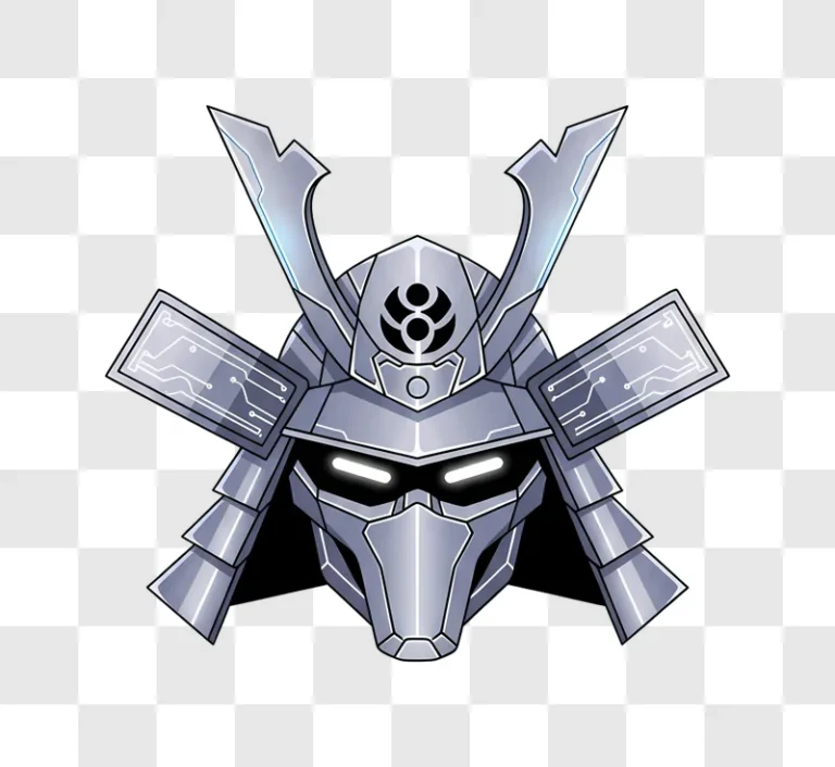 cyberpunk samurai helmet with glowing eyes and circuits edited