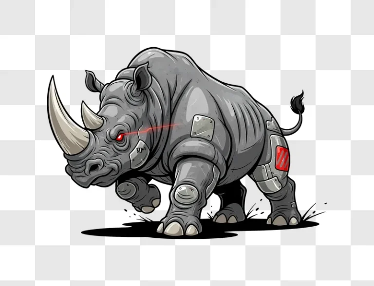 cyborg rhinoceros with red laser eye edited