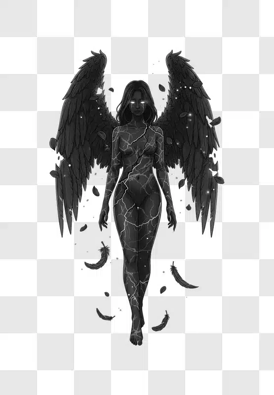 dark angel with lightning body and glowing eyes edited