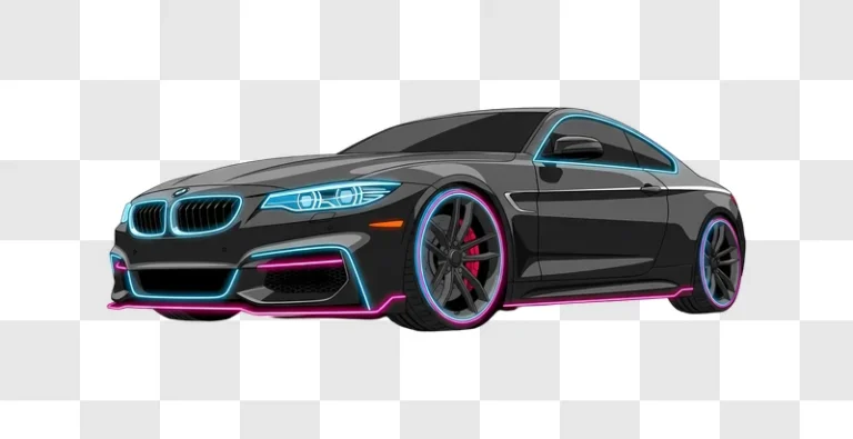 dark bmw coupe with neon outline edited