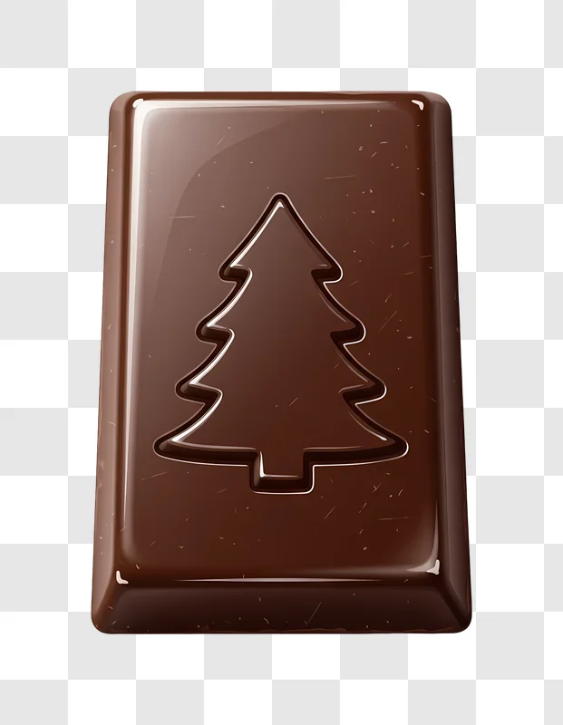 dark chocolate bar with christmas tree imprint edited