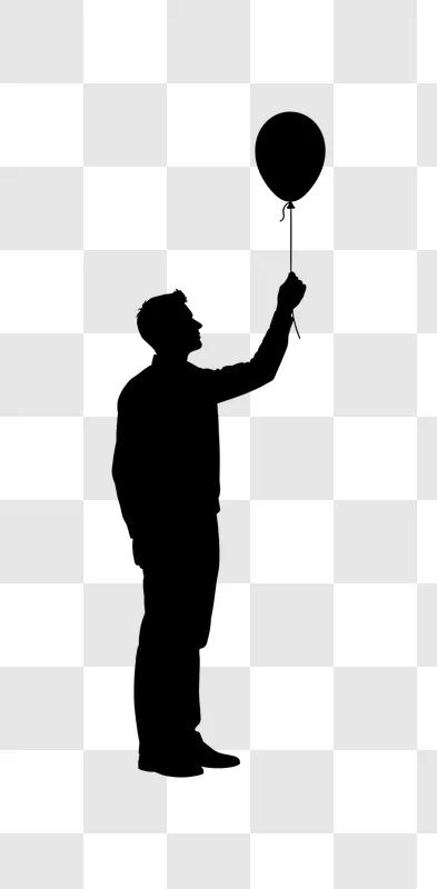 dark silhouette of man holding balloon edited