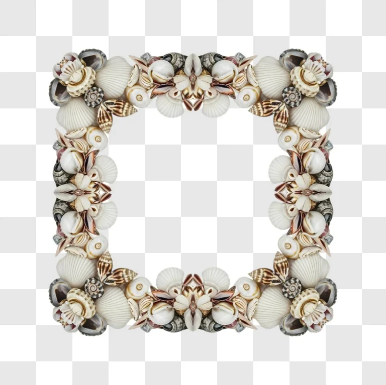 decorative seashell frame with blank center edited