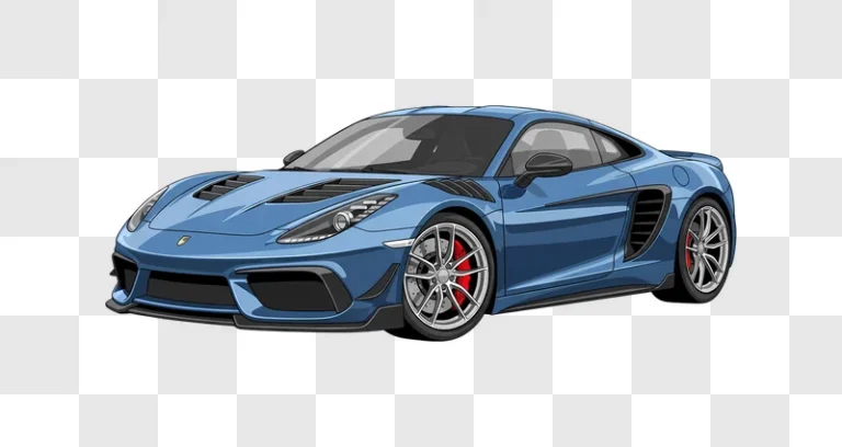 detailed blue sports car illustration isolated view edited