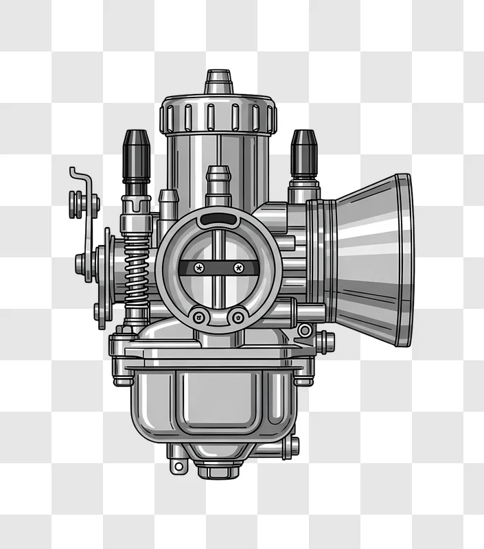 detailed silver motorcycle carburetor illustration edited