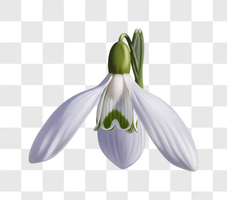 detailed snowdrop flower on transparent background edited
