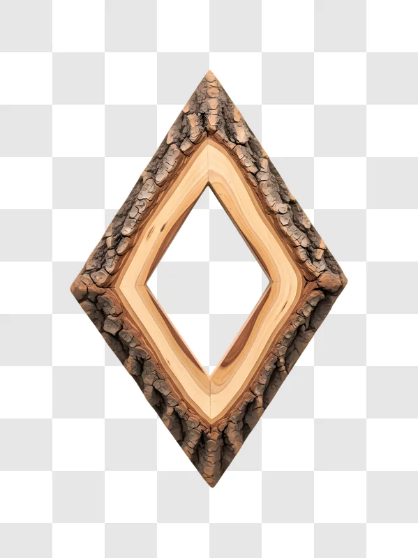 diamond wood frame with bark and grain edited