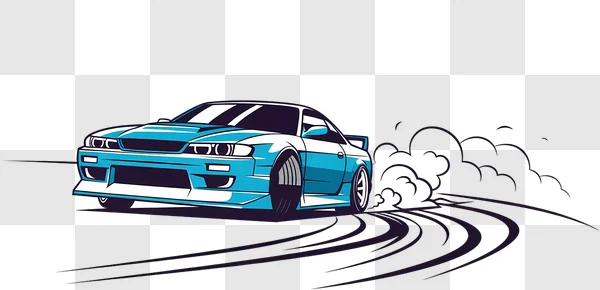 dynamic blue sports car drifting vector art edited