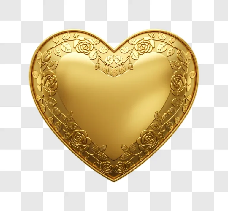 elegant golden heart with embossed rose border edited