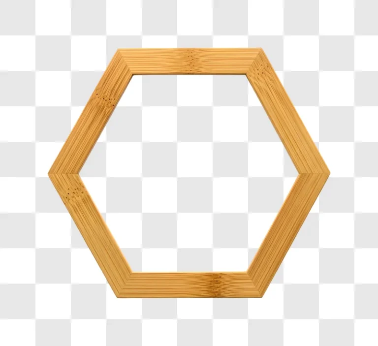 empty hexagon bamboo frame with light background edited