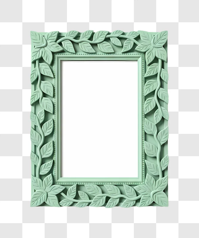 empty mint green leaf carved frame edited