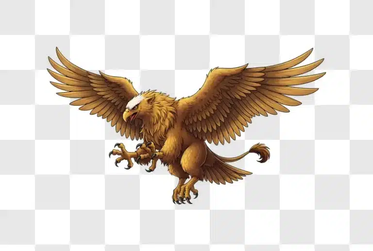 fantasy golden griffin diving with claws edited
