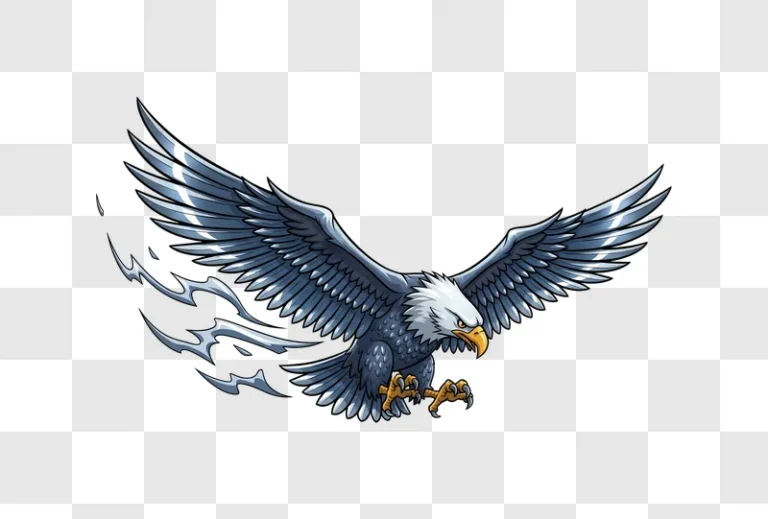fierce cartoon bald eagle in dynamic flight edited
