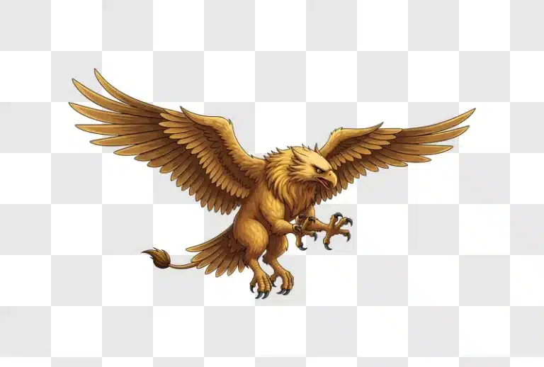 fierce golden griffin with wings spread edited