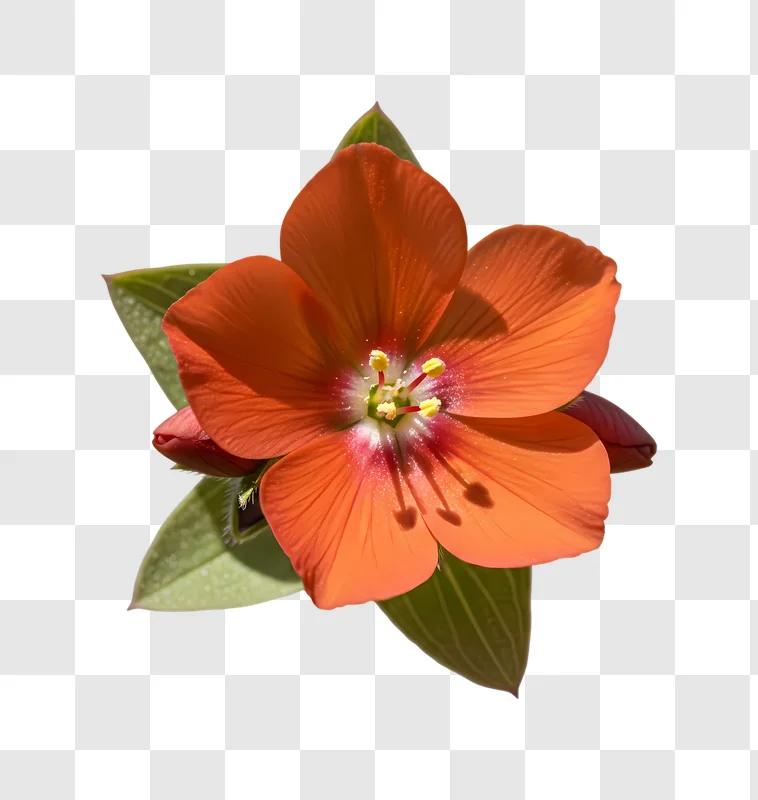 fiery orange bloom with buds isolated edited