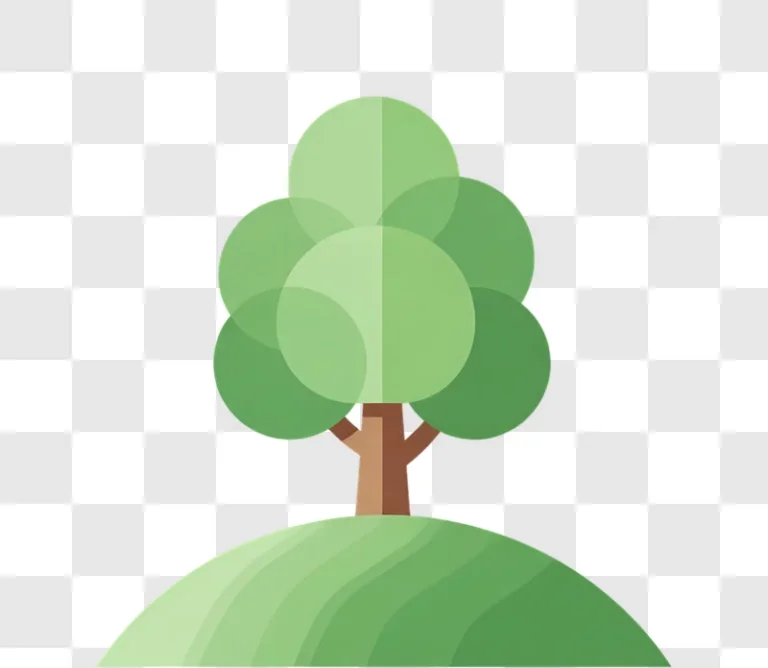 flat design tree on layered green hill edited