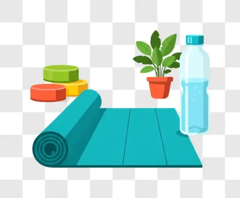 flat design yoga mat and fitness accessories edited