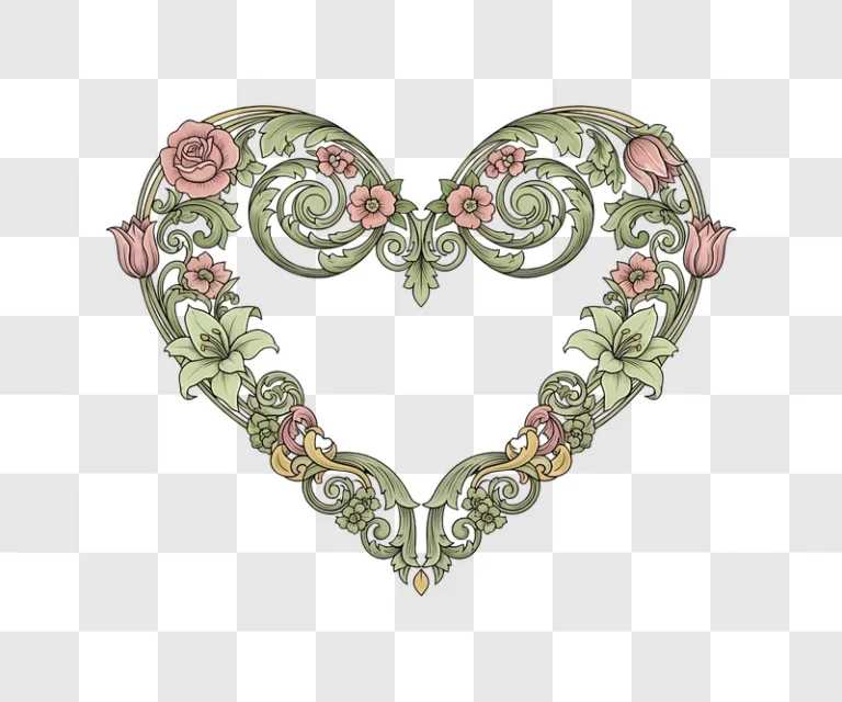 floral heart border with roses and lilies edited