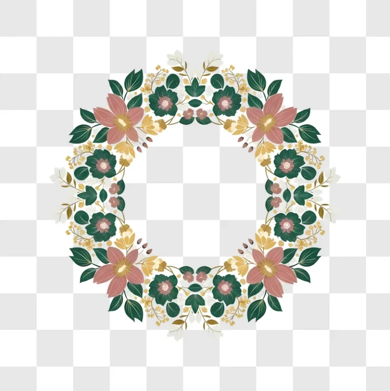 floral wreath with pink green yellow flowers edited