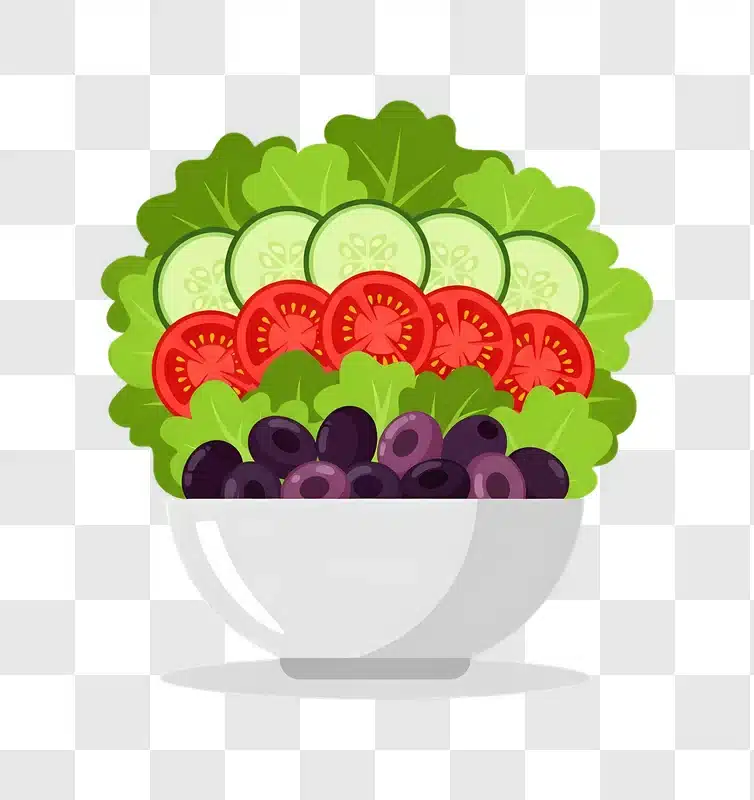 fresh layered salad in white bowl edited