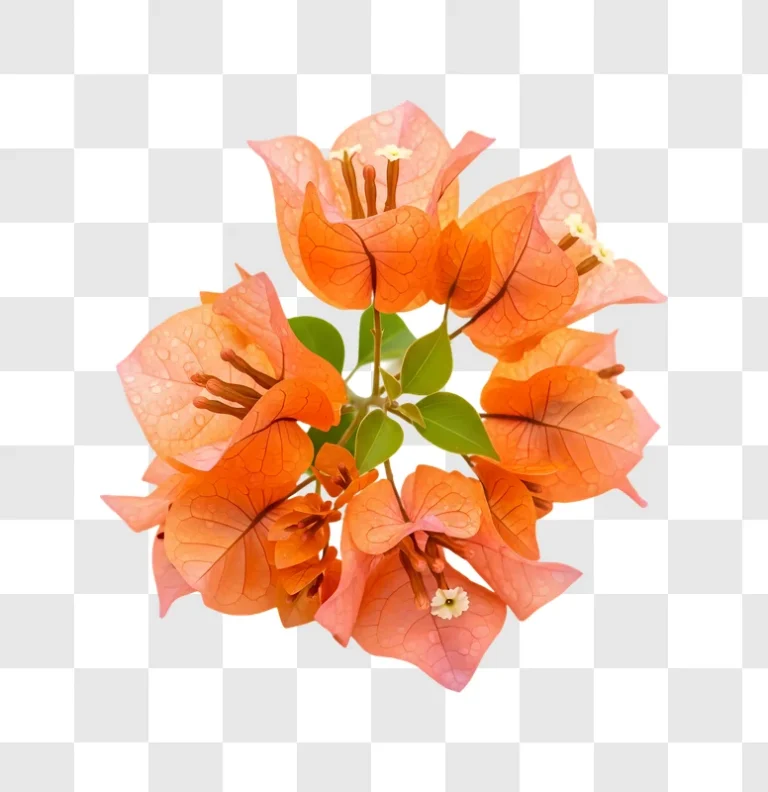 fresh orange bougainvillea blooms with dew edited
