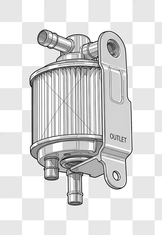 fuel filter component illustration on grey edited