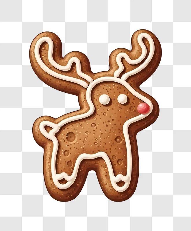 gingerbread reindeer cookie with white icing decoration edited