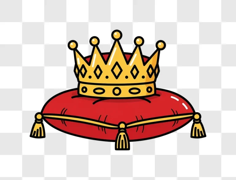 golden crown on red velvet cushion edited