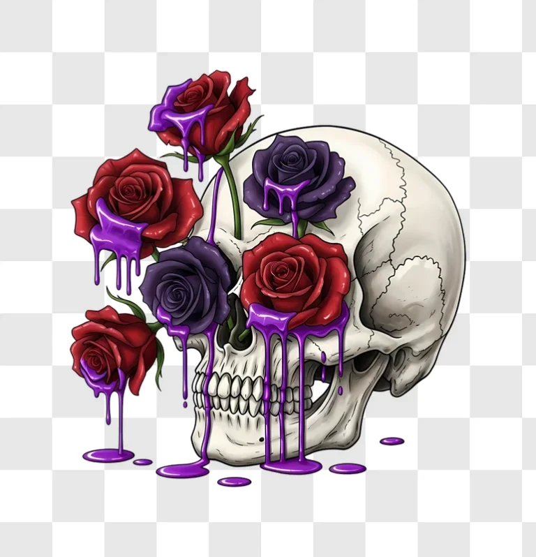 gothic skull and roses dripping purple edited