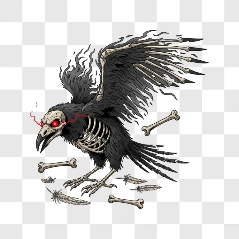 gothic undead raven with flaming red eyes edited