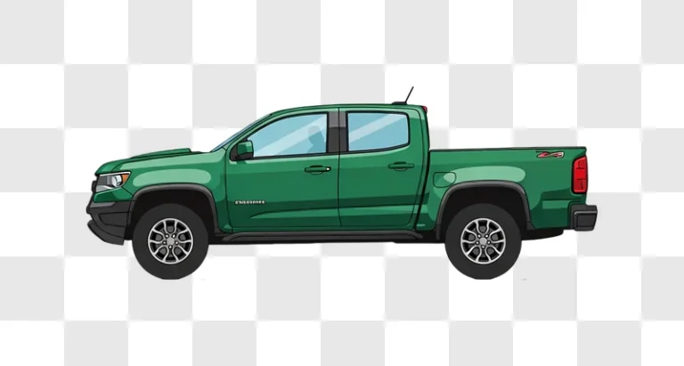 green crew cab pickup truck illustration edited