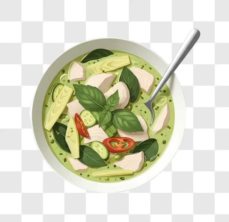 green curry with chicken in bowl edited